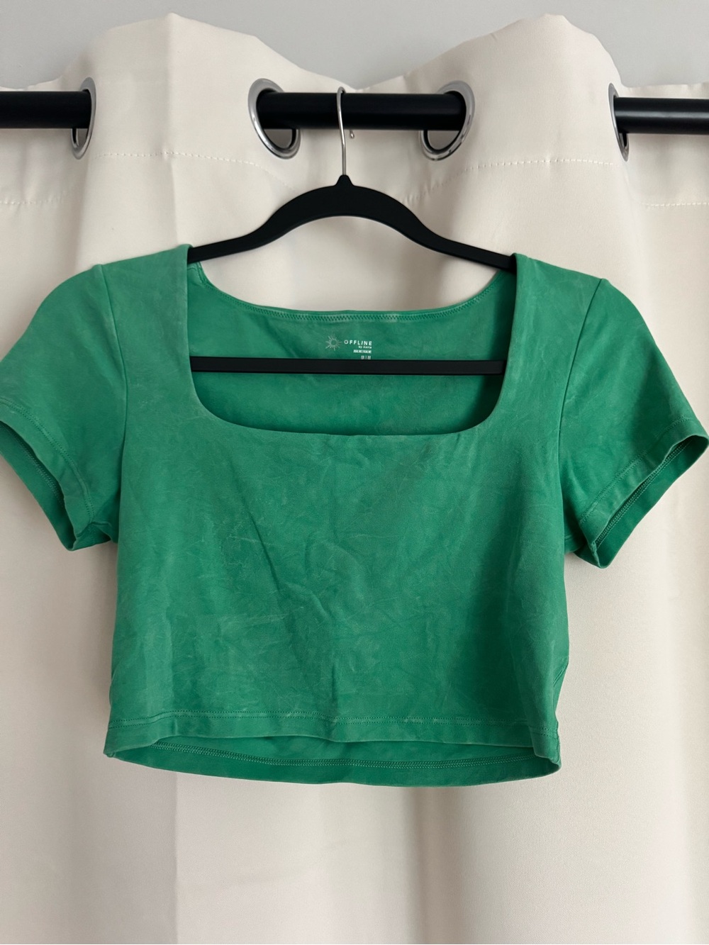 Green Square-Neck Crop Top - Aerie